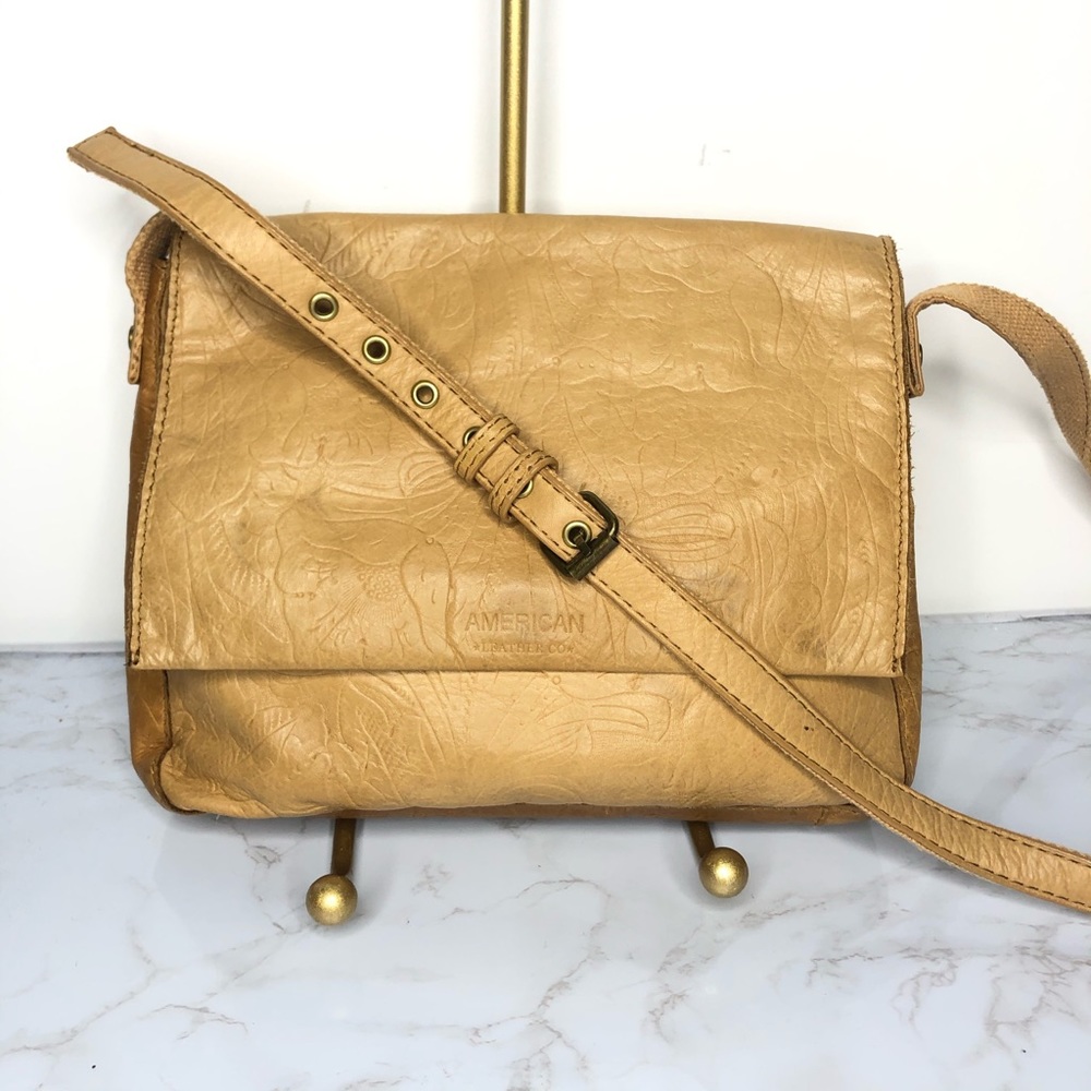 American Leather Co Toledo Crossbody Bag Tooled